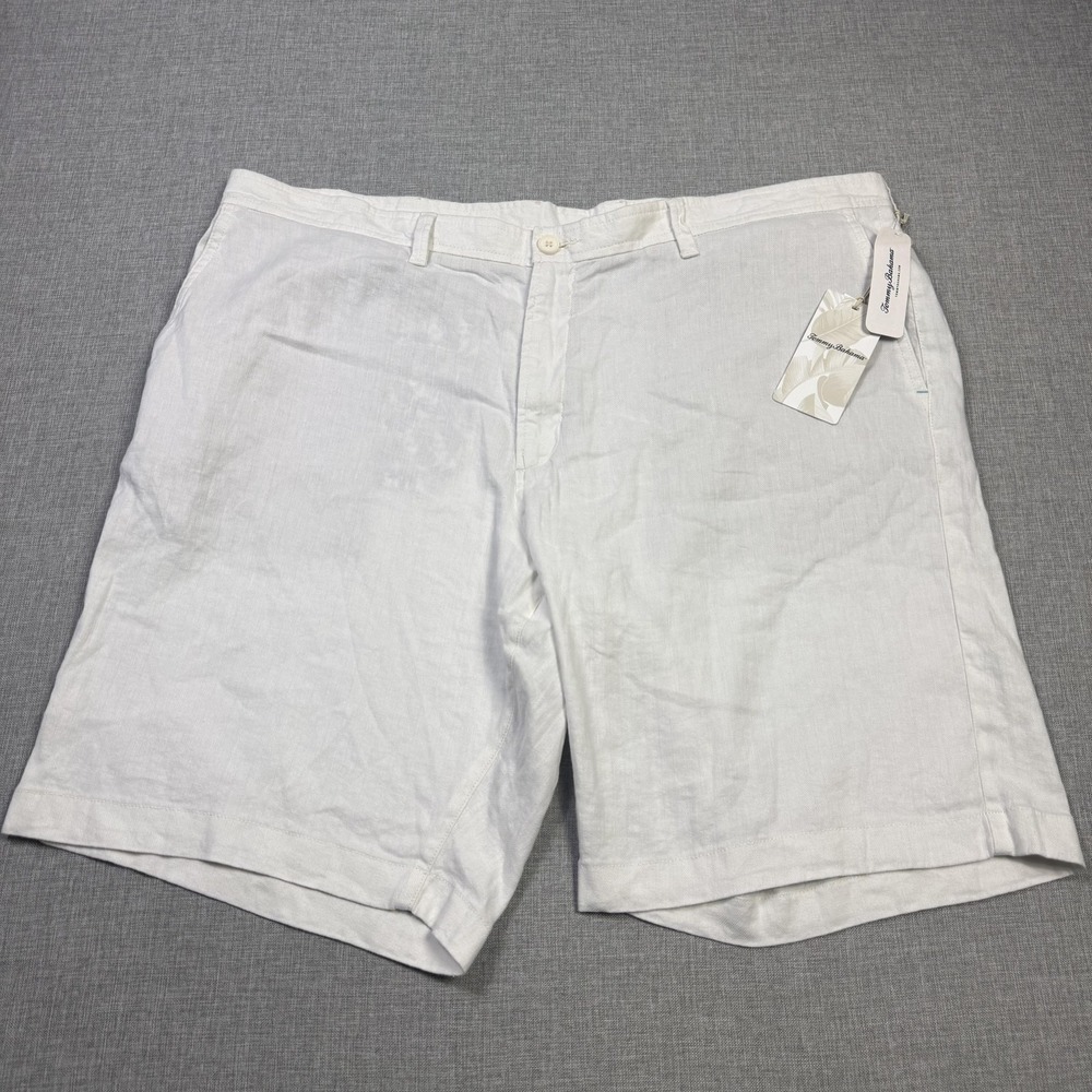 Tommy Bahama Beach Coast Linen Bermuda Shorts Mens 44 White 10" Inseam